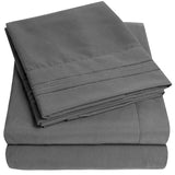 Thread Count 4 Piece Deep Pocket Bedroom Bed Sheet Set Queen - Gray